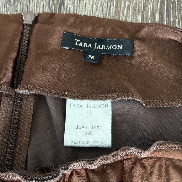 EUC Tara Jarmon Paris VINTAGE Chocolate Brown Flowy Silk Wrap Tie Skirt Small - Picture 4 of 5